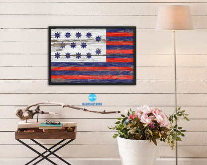 Guilford Courthouse North Carolina Revolutionary War Wood Rustic Flag Framed Print Art