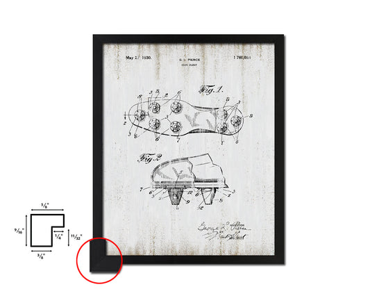 Soccer Shoe Cleat Sports Vintage Patent Artwork Black Frame Print Gifts