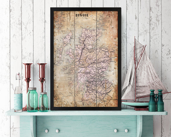 Scotland Antique Map Wood Framed Print Art Wall Decor Gifts