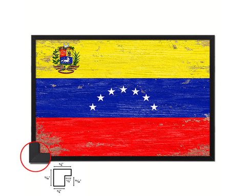 Venezuela Shabby Chic Country Flag Wood Framed Print Wall Art Decor Gifts