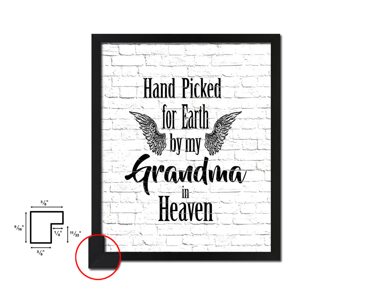 Hand picked for earth by our grandma in heaven Quote Framed Print Wall Art Decor Gifts