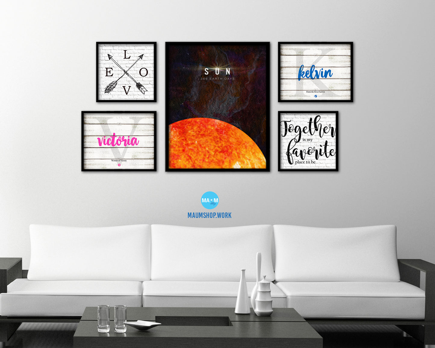 Sun Planet Prints Length of Year Watercolor Solar System Framed Print Home Decor Wall Art Gifts