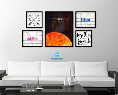 Sun Planet Prints Length of Year Watercolor Solar System Framed Print Home Decor Wall Art Gifts