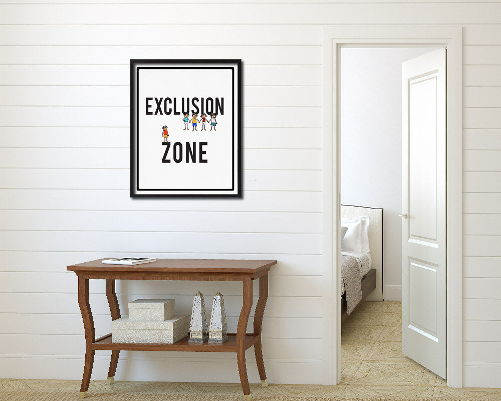 Exclusion Zone Notice Danger Sign Framed Print Home Decor Wall Art Gifts