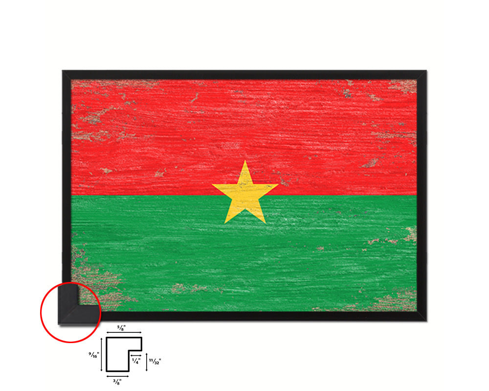 Burkina Faso Shabby Chic Country Flag Wood Framed Print Wall Art Decor Gifts
