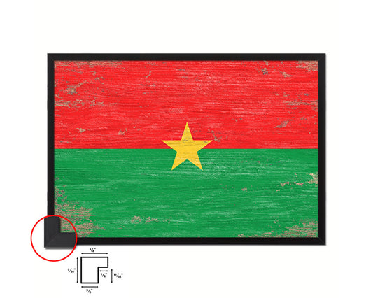 Burkina Faso Shabby Chic Country Flag Wood Framed Print Wall Art Decor Gifts