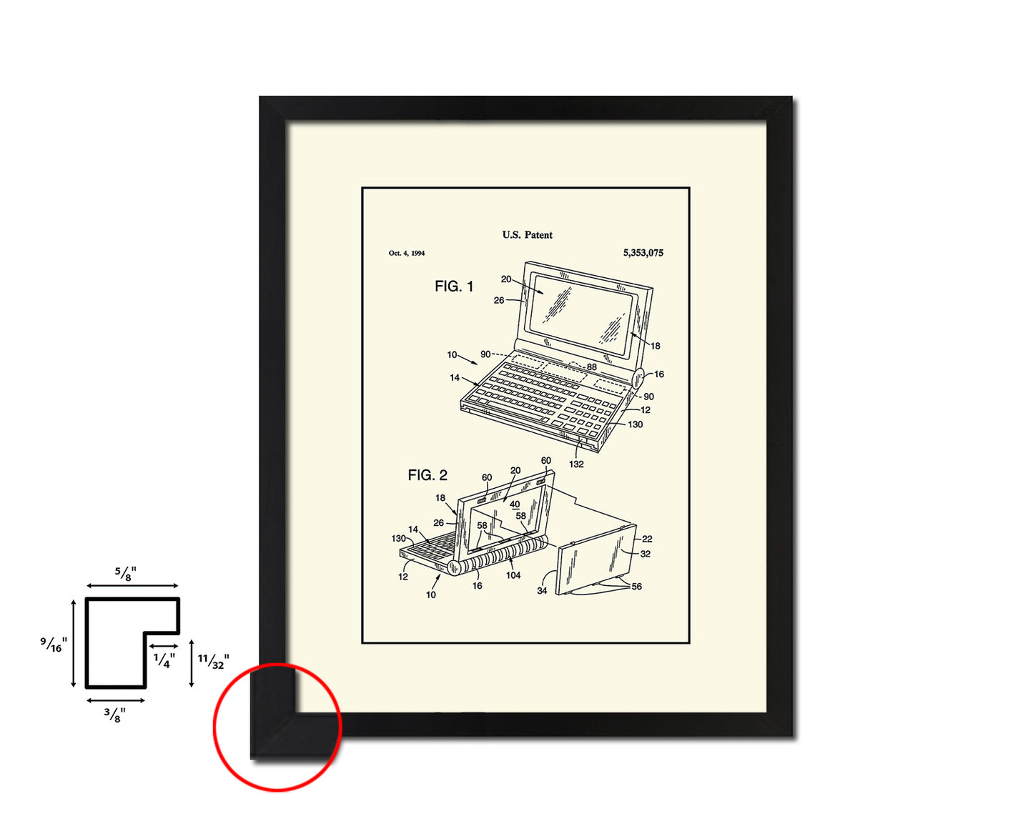 Convertible Flat Panel Display System Computer Vintage Patent Artwork Black Frame Print Gifts