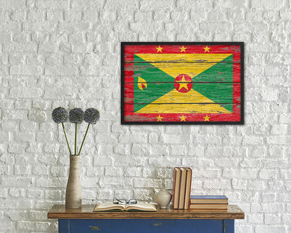 Grenada Country Wood Rustic National Flag Wood Framed Print Wall Art Decor Gifts