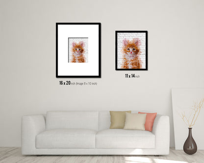 Kitten Cat Kitten Portrait Framed Print Pet Home Decor Custom Watercolor Wall Art Gifts