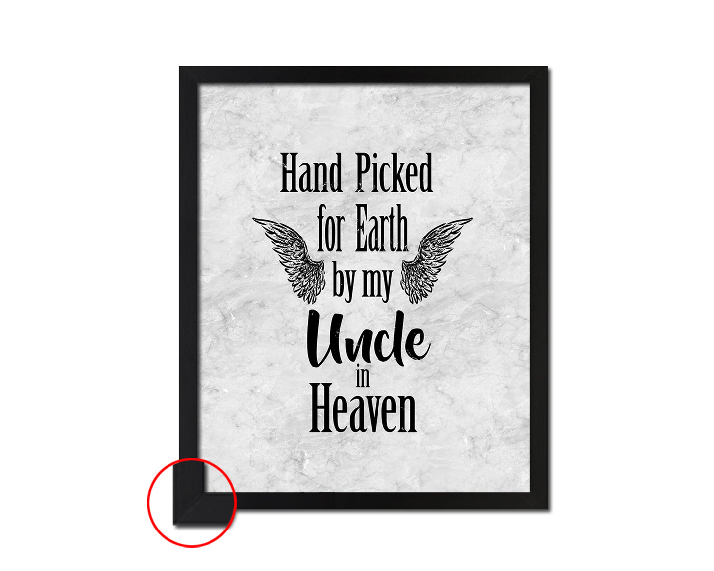 Hand picked for earth by our uncle in heaven Nursery Quote Framed Print Wall Art Decor Gifts