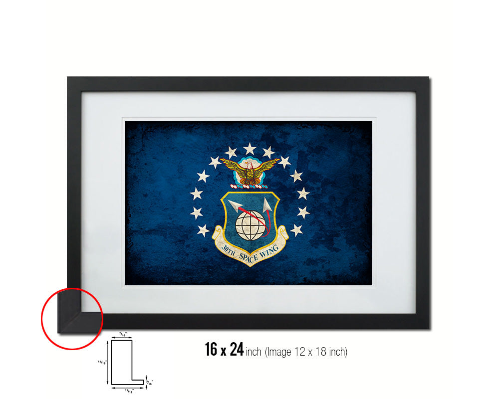 30th Space Wing Emblem Paper Texture Flag Framed Prints Home Decor Wall Art Gifts