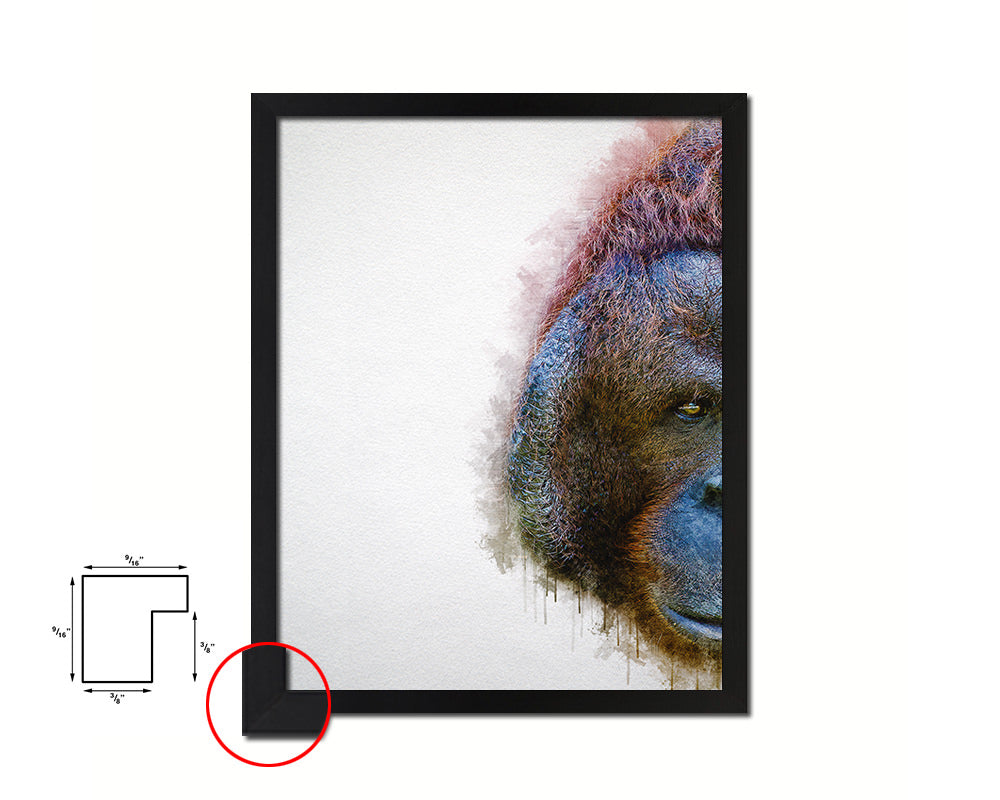 Orangutan Animal Painting Print Framed Art Home Wall Decor Gifts
