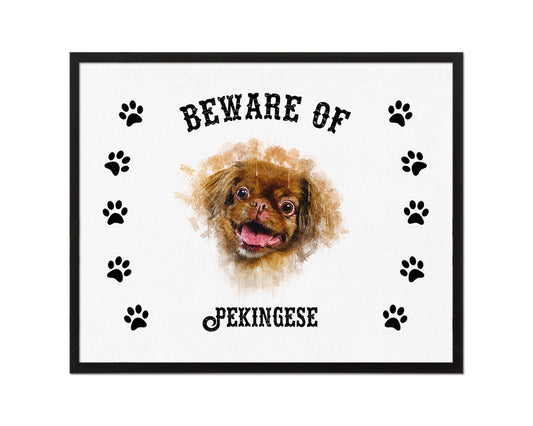 Beware of Maltese Sign Wood Framed Print Wall Art Decor Gifts