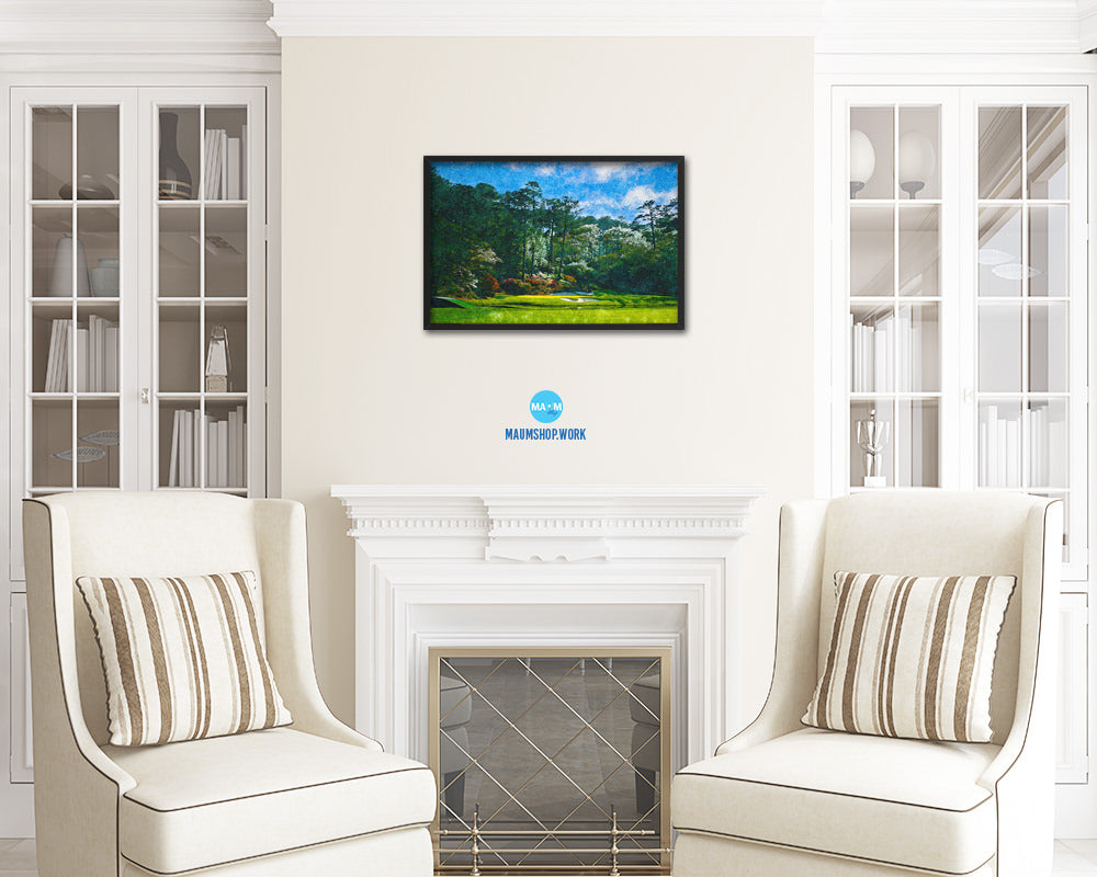 Augusta GA Golf Course, Spring Artwork Painting Print Art Wood Framed Wall Decor Gifts