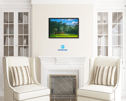 Augusta GA Golf Course, Spring Artwork Painting Print Art Wood Framed Wall Decor Gifts