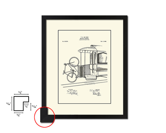 Carrier Bicycle Vintage Patent Artwork Black Frame Print Wall Art Decor Gifts