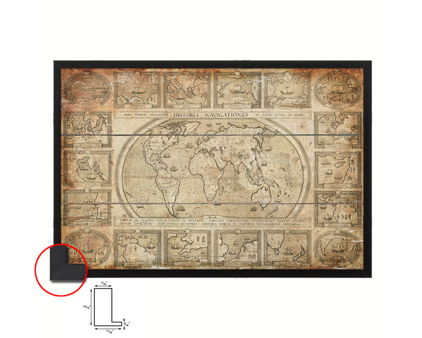 World Antique Map Framed Print Art Wall Decor Gifts