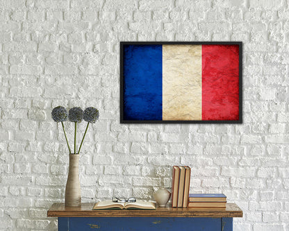 France Country Vintage Flag Wood Framed Print Wall Art Decor Gifts