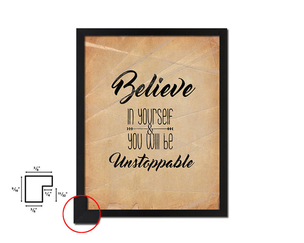 Believe in yourself Quote Paper Artwork Framed Print Wall Decor Art