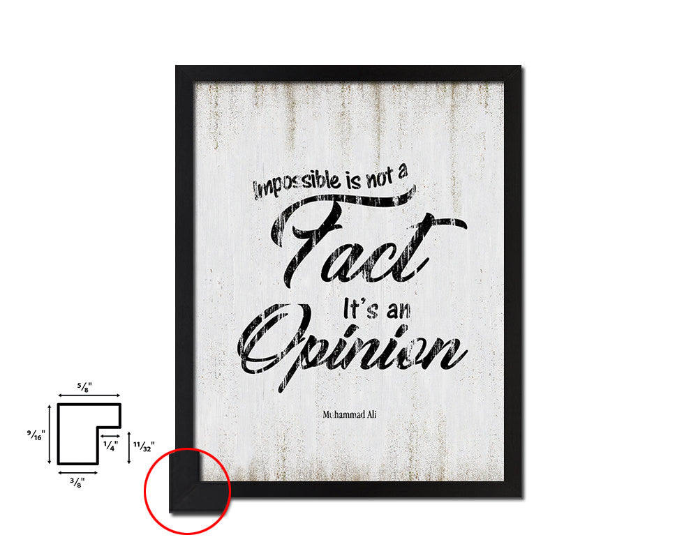 Impossible is not a fact it's an opinion Quote Wood Framed Print Wall Decor Art