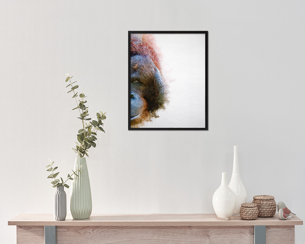 Orangutan Animal Painting Print Framed Art Home Wall Decor Gifts