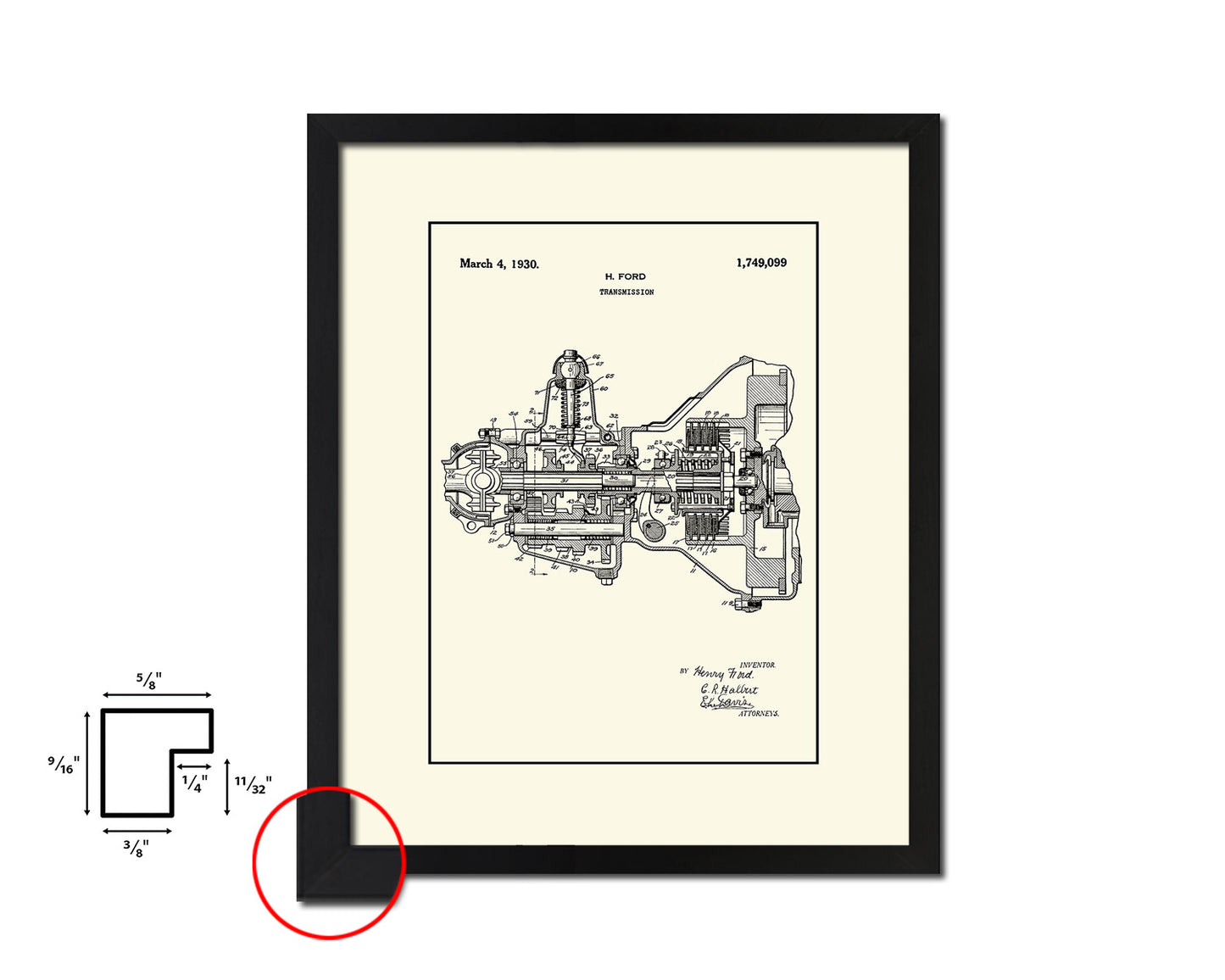 Transmission Car Vintage Patent Artwork Black Frame Print Wall Art Decor Gifts