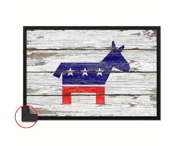 Democratic Party Political Democrat Wood Rustic Flag Wood Framed Print Wall Art Decor Gifts