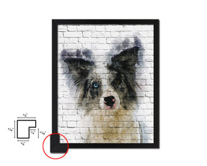 Border Collie Dog Puppy Portrait Framed Print Pet Watercolor Wall Decor Art Gifts