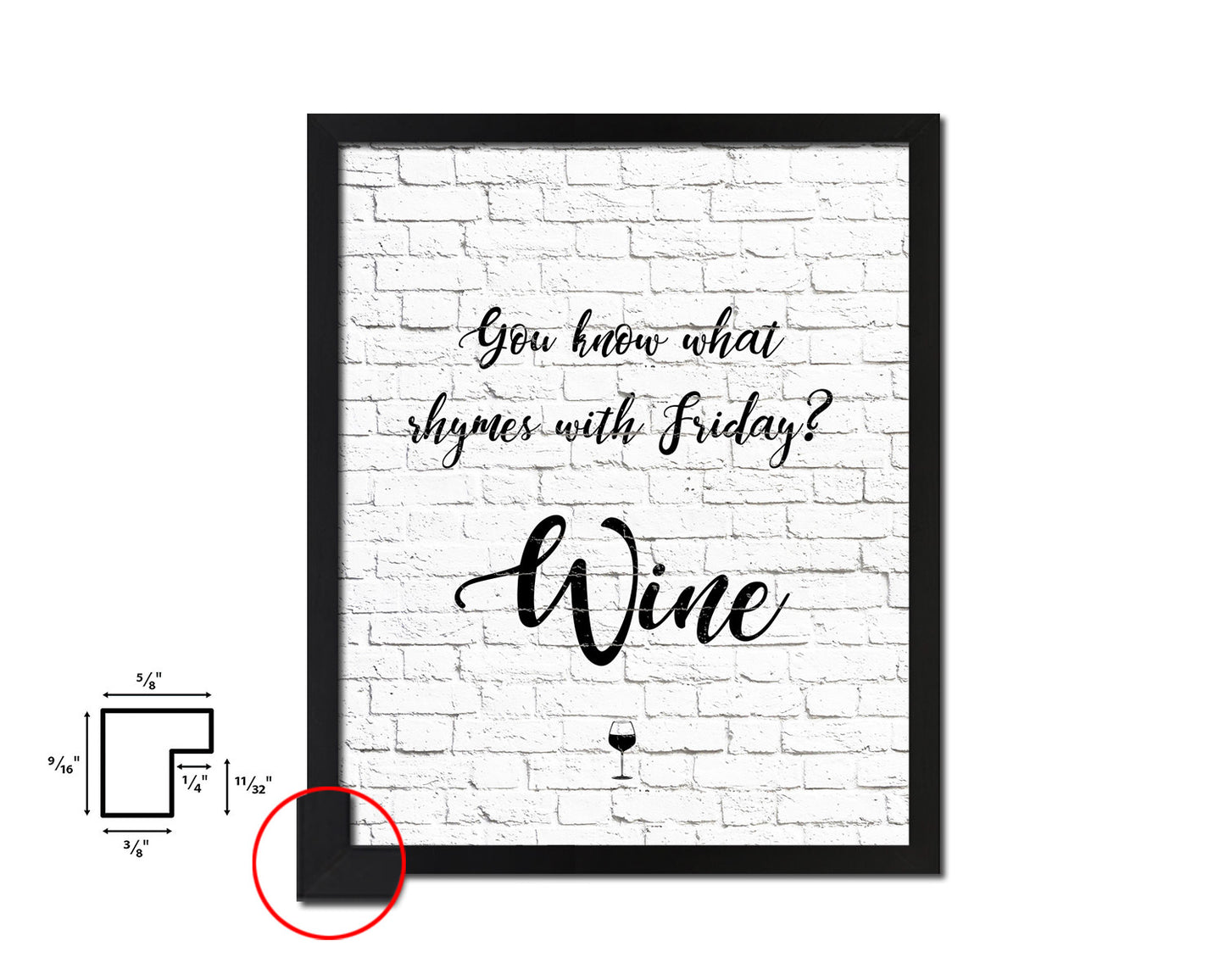 You know what rhymes with Friday Words Wood Framed Print Wall Decor Art Gifts