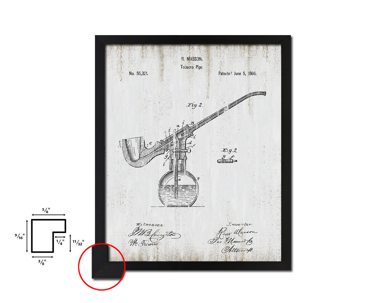 Pipe Tobacco Vintage Patent Artwork Black Frame Print Wall Art Decor Gifts
