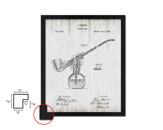 Pipe Tobacco Vintage Patent Artwork Black Frame Print Wall Art Decor Gifts