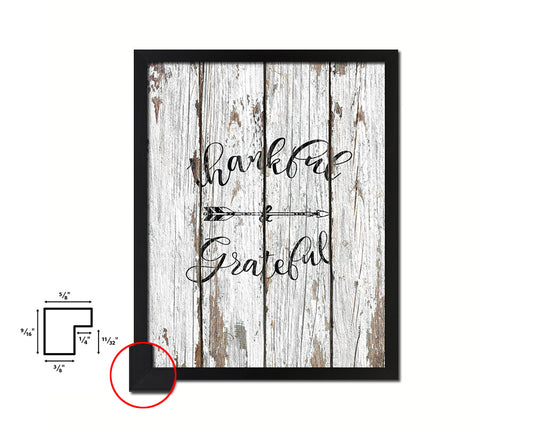 Thankful & grateful Quote Framed Print Home Decor Wall Art Gifts