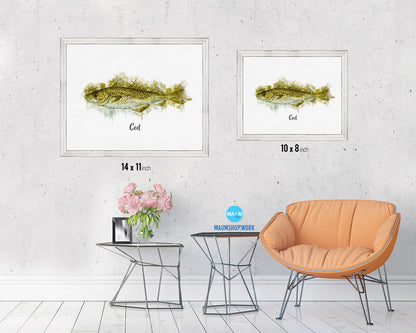 Cod Fish Framed Prints Modern Restaurant Sushi Bar Watercolor Wall Art Decor