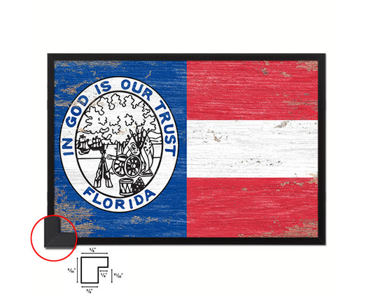 Civil War Florida Shabby Chic Military Flag Framed Print Decor Wall Art Gifts