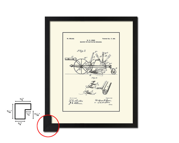 Cultivating Orchards Machine Vintage Patent Artwork Black Frame Print Gifts