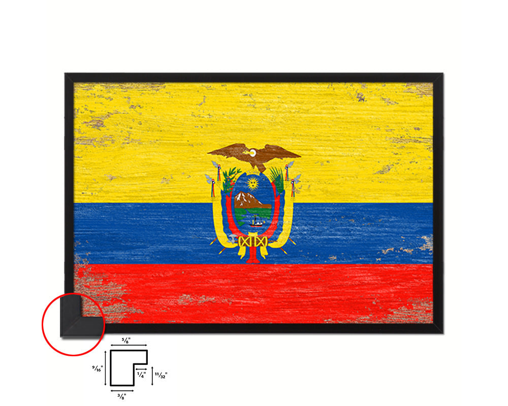 Ecuador Shabby Chic Country Flag Wood Framed Print Wall Art Decor Gifts