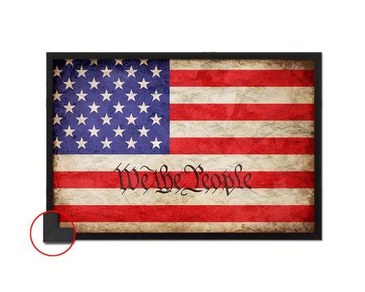 We the People Vintage Military Flag Framed Print Sign Decor Wall Art Gifts