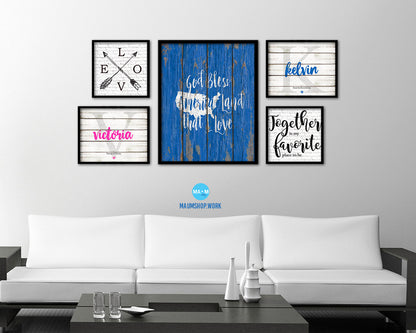 God bless America land that I love Quote Framed Print Home Decor Wall Art Gifts