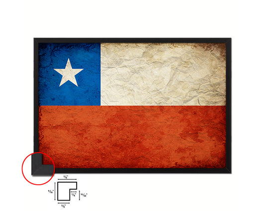Chile Country Vintage Flag Wood Framed Print Wall Art Decor Gifts