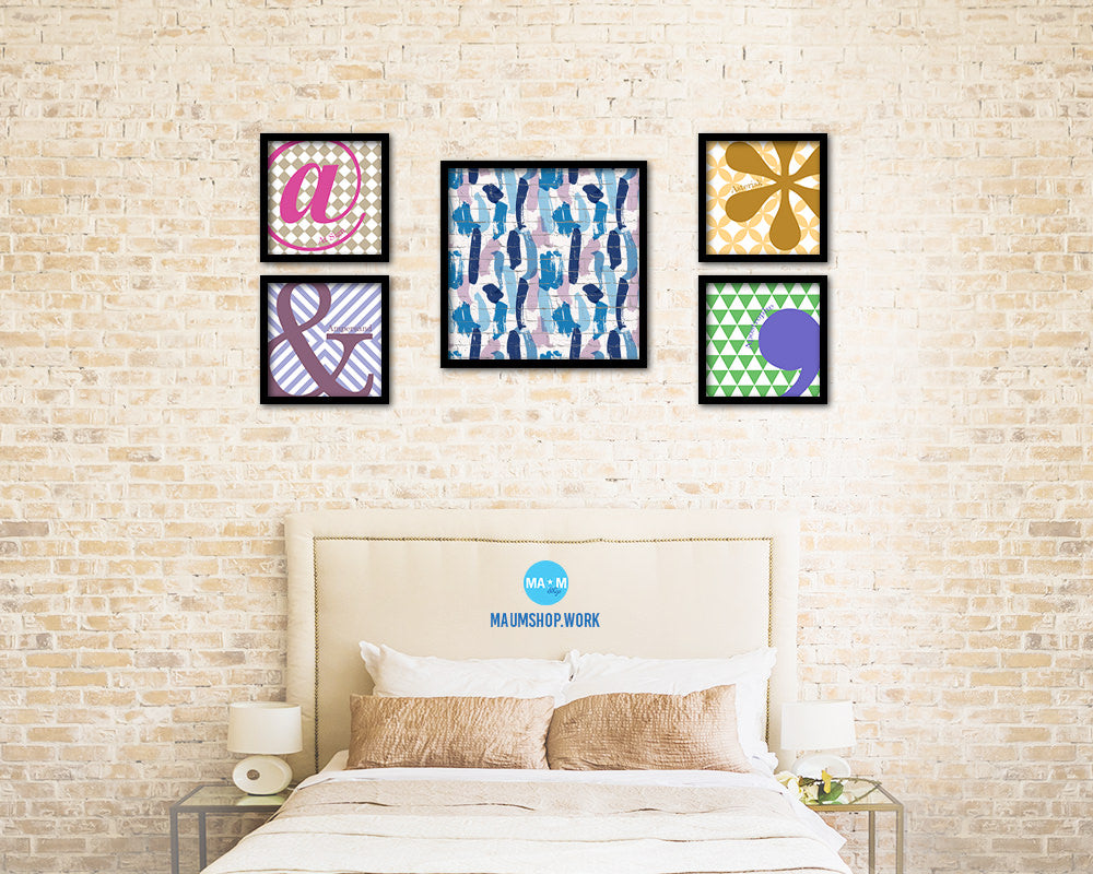 Abstract Blue Artwork Wood Frame Gifts Modern Wall Decor Art Prints