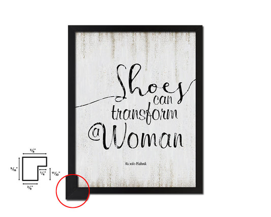 Shoes can transform a woman Quote Wood Framed Print Wall Decor Art