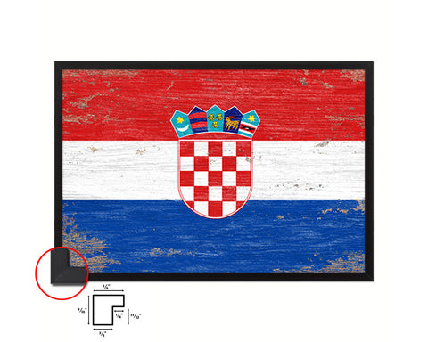 Croatia Shabby Chic Country Flag Wood Framed Print Wall Art Decor Gifts