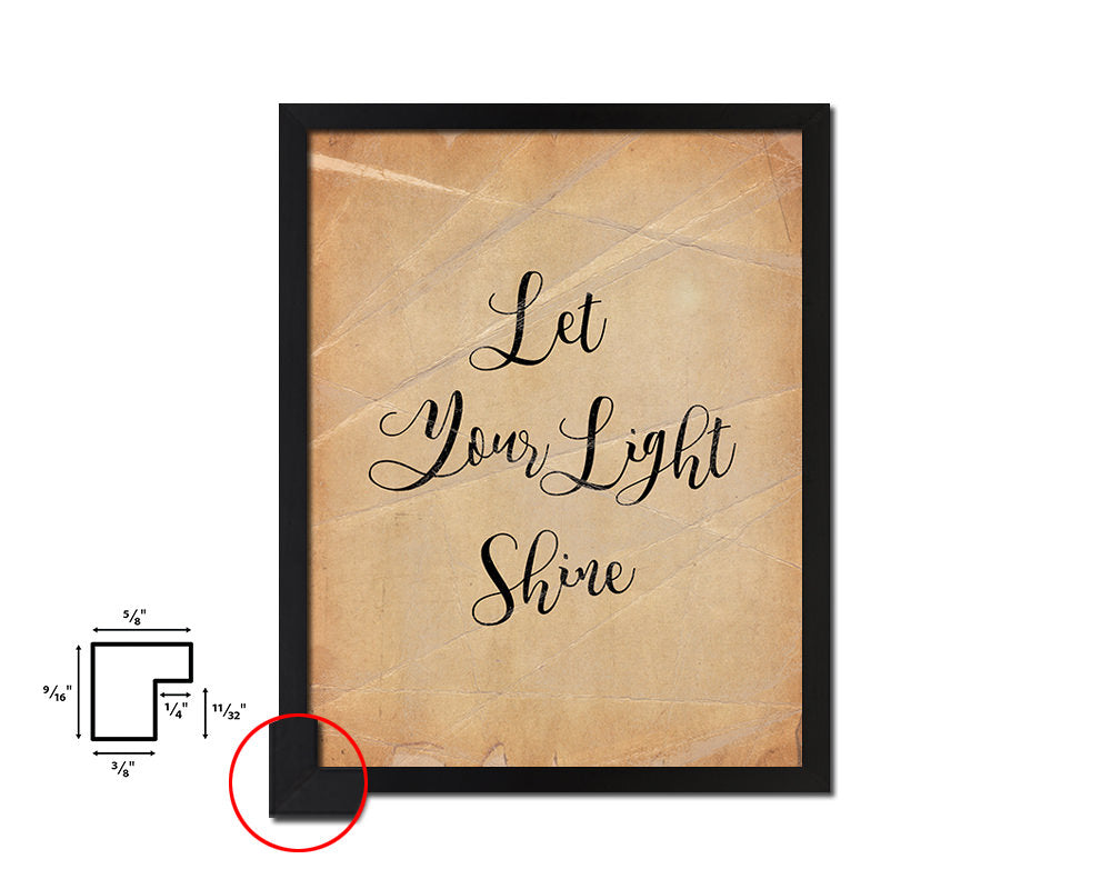 Let your light shine Quote Paper Artwork Framed Print Wall Decor Art