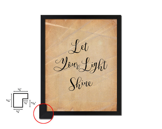 Let your light shine Quote Paper Artwork Framed Print Wall Decor Art