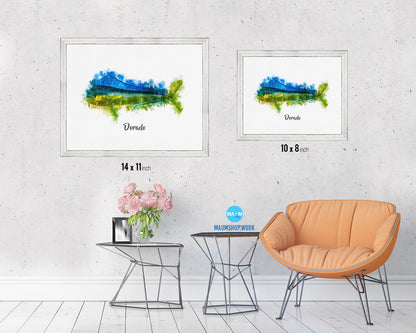 Dorado Fish Framed Prints Modern Restaurant Sushi Bar Watercolor Wall Art Decor