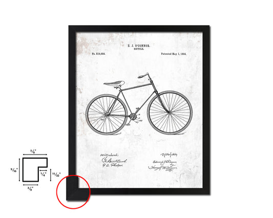 Vehicle Bicycle Vintage Patent Artwork Black Frame Print Wall Art Decor Gifts