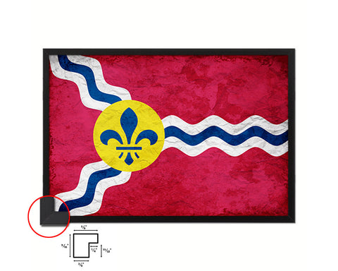 St Louis City Missouri State Vintage Flag Wood Framed Prints Decor Wall Art Gifts