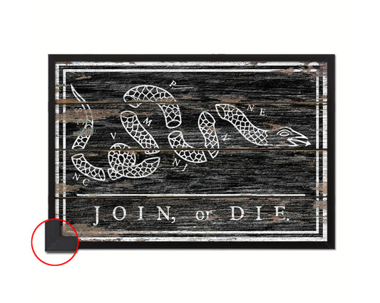 US Join or Die Snake Colonial Revolutionary War Wood Rustic Flag Framed Print Art