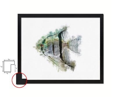 Silver Angelfish Framed Print Modern Restaurant Sushi Bar Modern Watercolor Wall Art Decor