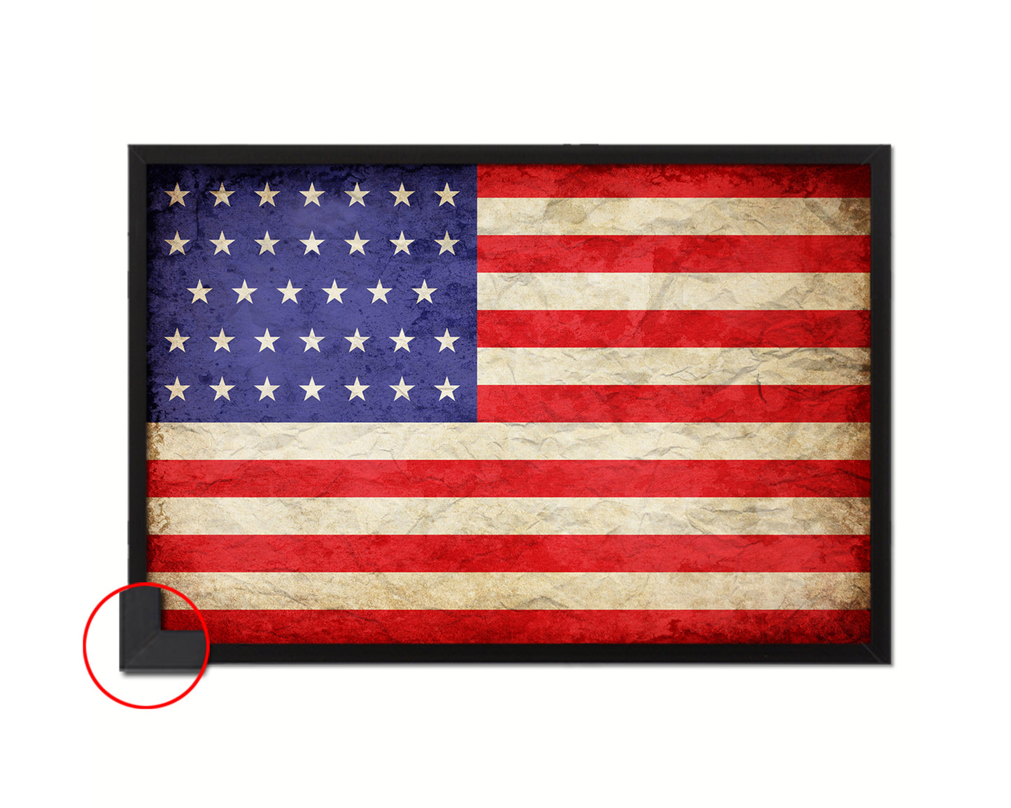 34 Stars Vintage Military Flag Framed Print Sign Decor Wall Art Gifts